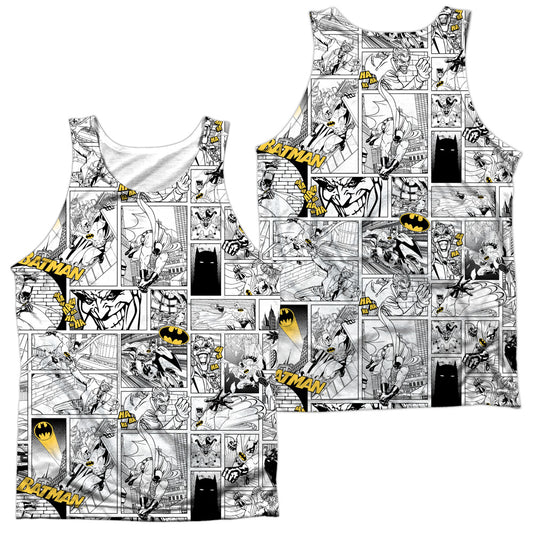 Batman - Comic All Over - Adult 100% Poly Tank Top - White