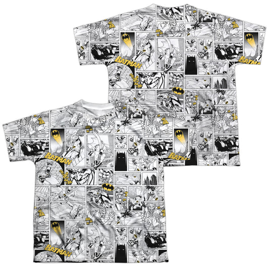Batman - Comic All Over - Short Sleeve Youth Poly Crew - White T-shirt