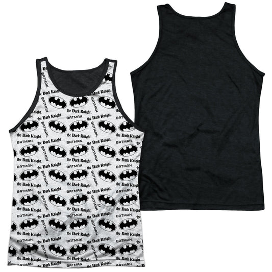 Batman - Repeat Dark Knight - Adult Poly Tank Top Black Back - White