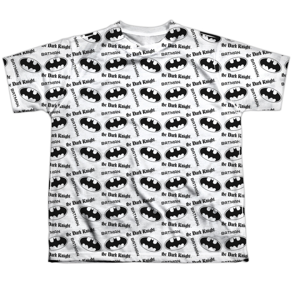 Batman - Repeat Dark Knight - Short Sleeve Youth Poly Crew - White T-shirt