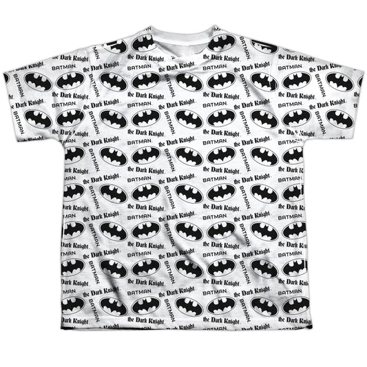 Batman - Repeat Dark Knight - Short Sleeve Youth Poly Crew - White T-shirt