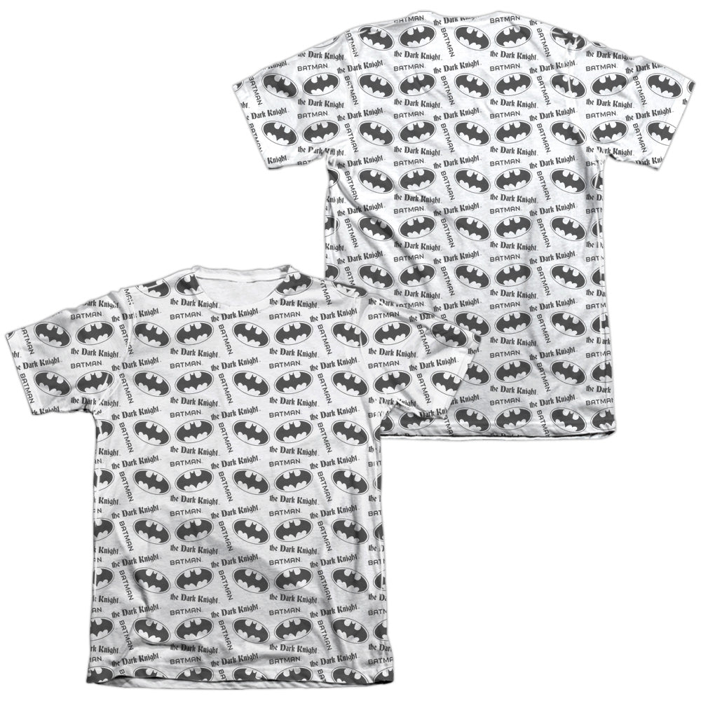 Batman - Repeat Dark Knight (Front/back Print) - Adult 65/35 Poly/cotton Short Sleeve Tee - White T-shirt