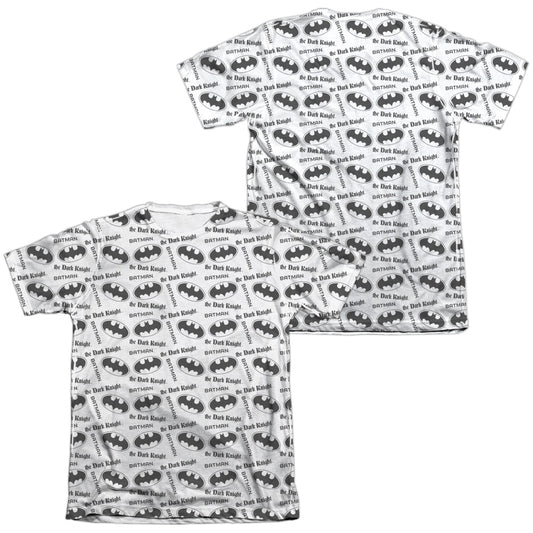Batman - Repeat Dark Knight (Front/back Print) - Adult 65/35 Poly/cotton Short Sleeve Tee - White T-shirt