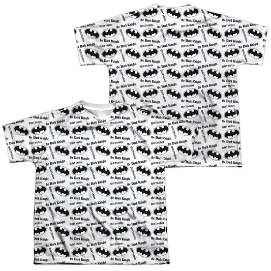 Batman - Repeat Dark Knight - Short Sleeve Youth Poly Crew - White T-shirt
