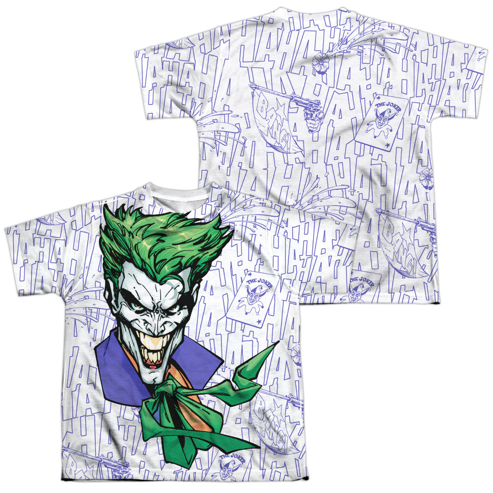 Batman - Laugh Clown Laugh - Short Sleeve Youth Poly Crew - White T-shirt