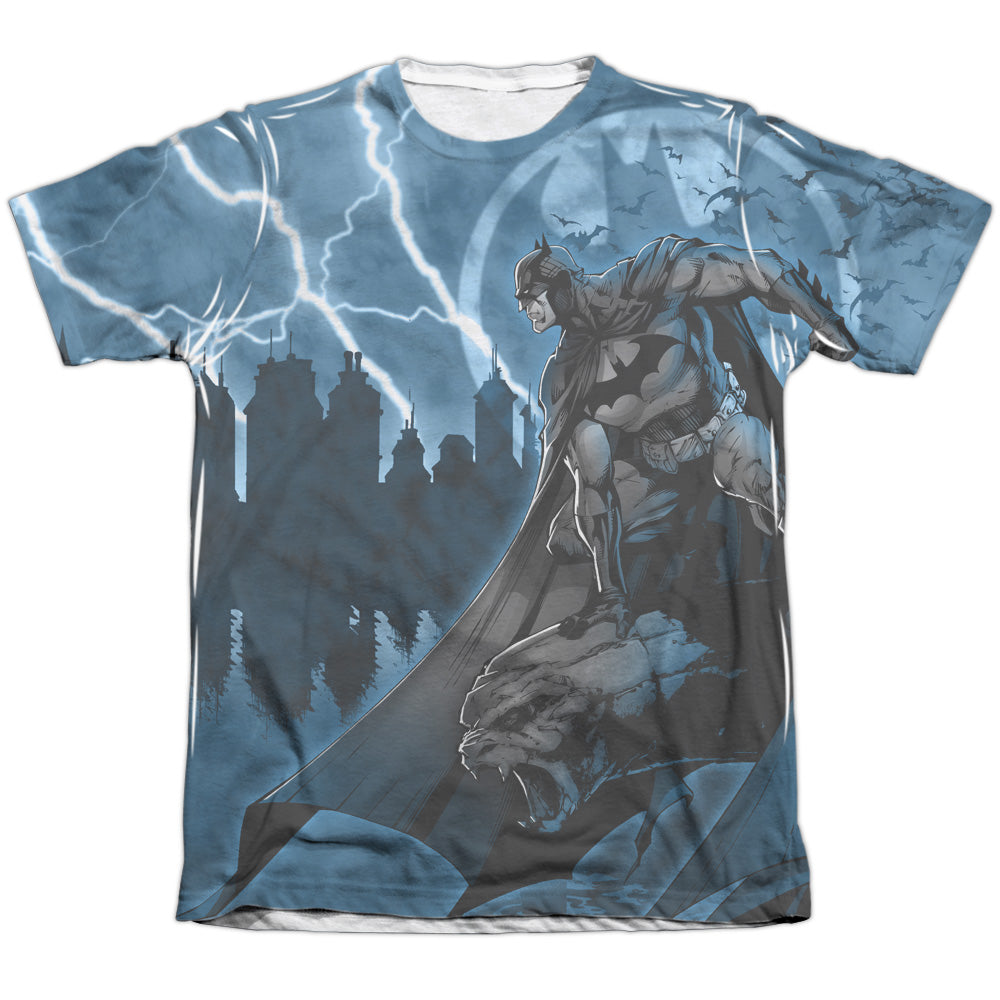 Batman - Lightning Strikes - Adult Poly/cotton Short Sleeve Tee - White T-shirt