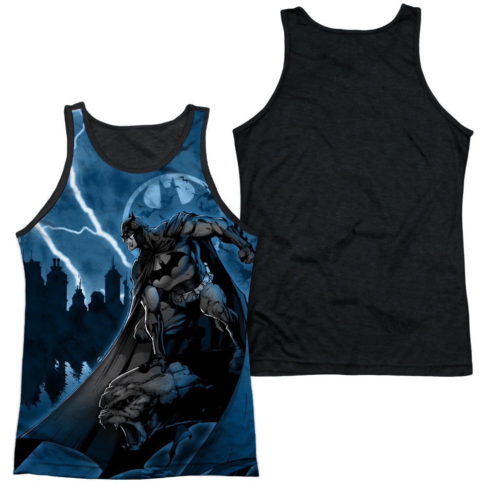 Batman - Lightning Strikes - Adult Poly Tank Top Black Back - White