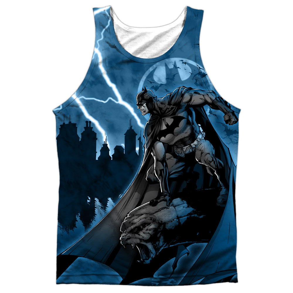 Batman - Lightning Strikes - Adult 100% Poly Tank Top - White