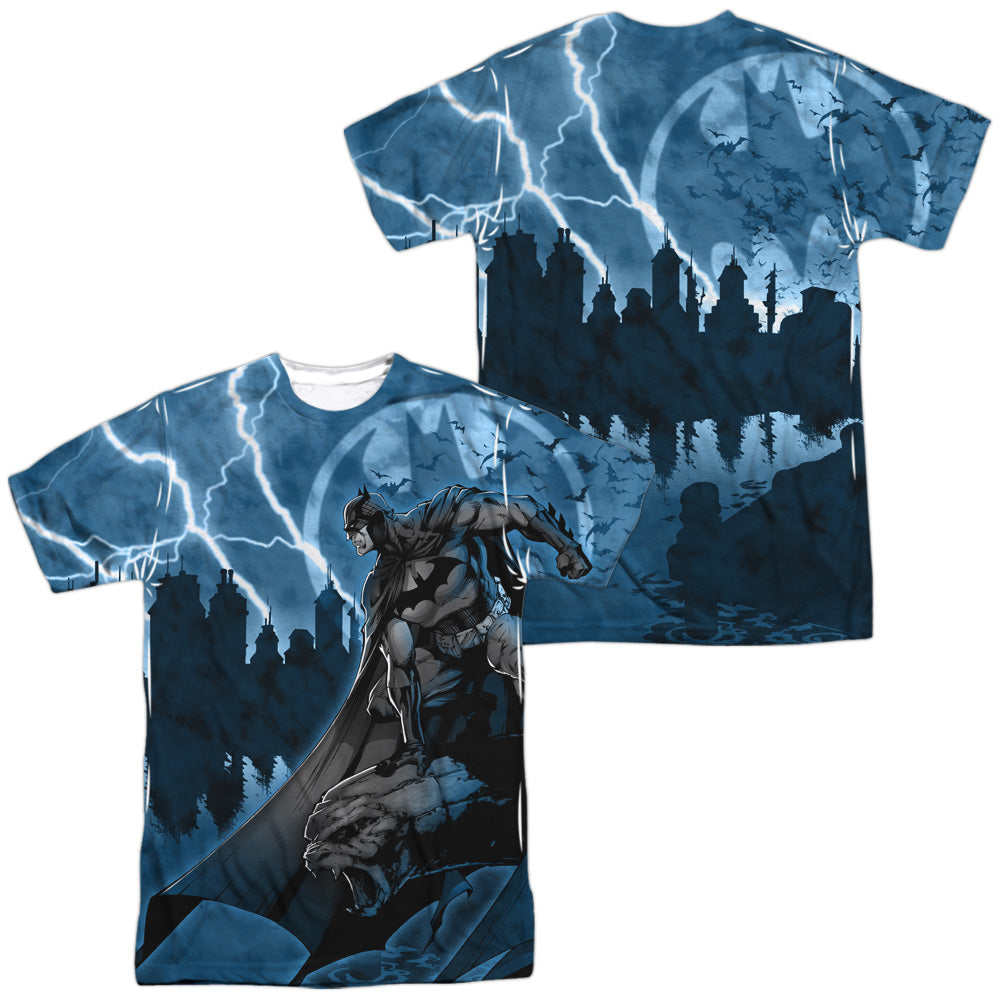 Batman - Lightning Strikes - Short Sleeve Adult Poly Crew - White T-shirt