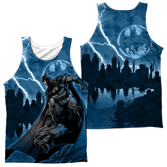 Batman - Lightning Strikes - Adult 100% Poly Tank Top - White