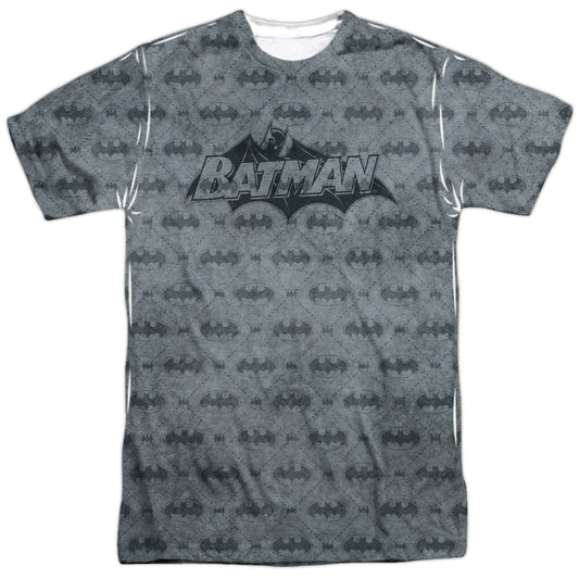 Batman - Classic Bat Argyle -  Short Sleeve Adult 100% Poly Crew - White T-shirt