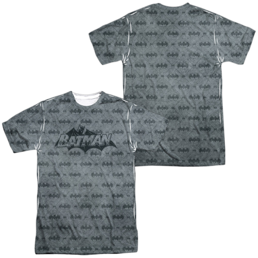 Batman - Classic Bat Argyle (Front/back Print) -  Short Sleeve Adult 100% Poly Crew - White T-shirt