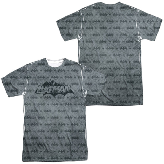 Batman - Classic Bat Argyle (Front/back Print) -  Short Sleeve Adult 100% Poly Crew - White T-shirt