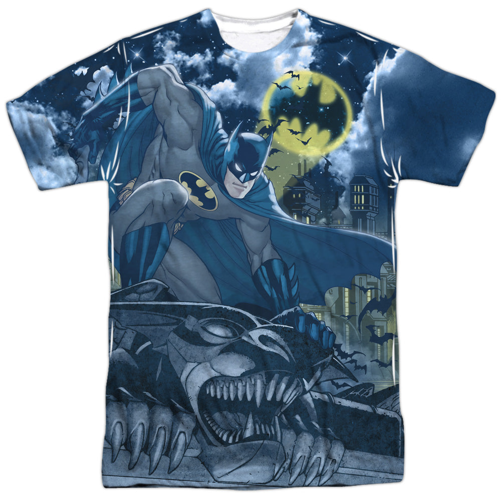 Batman - Gotham Gargoyle -  Short Sleeve Adult 100% Poly Crew - White T-shirt