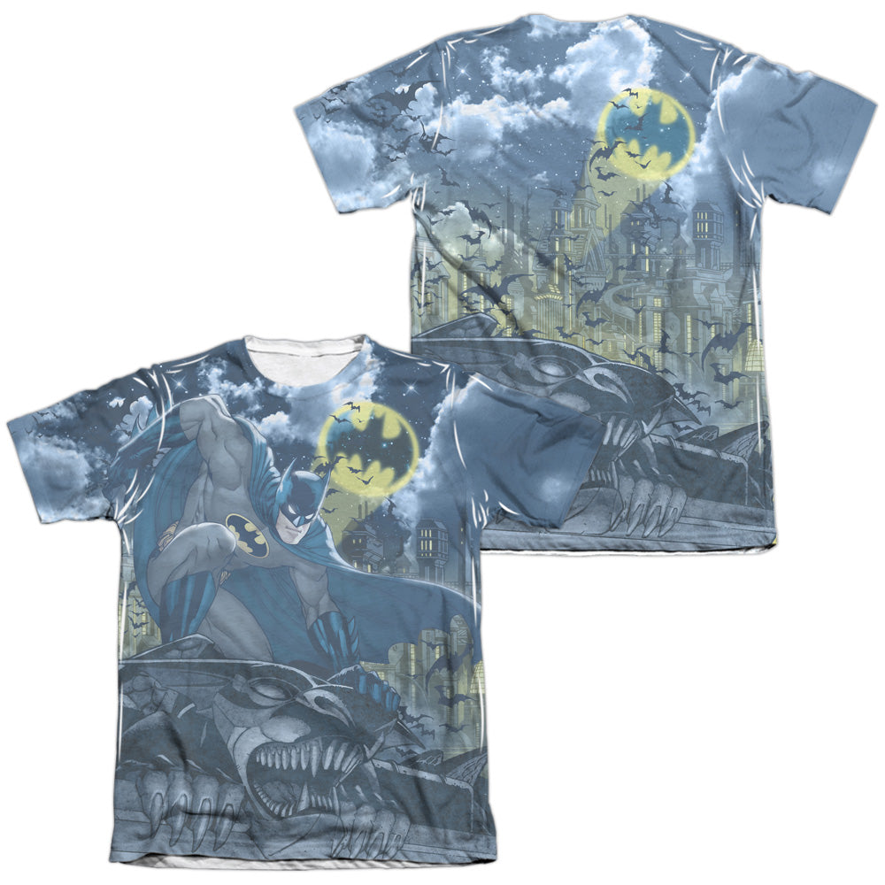 Batman - Gotham Gargoyle (Front/back Print) - Adult 65/35 Poly/cotton Short Sleeve Tee - White T-shirt