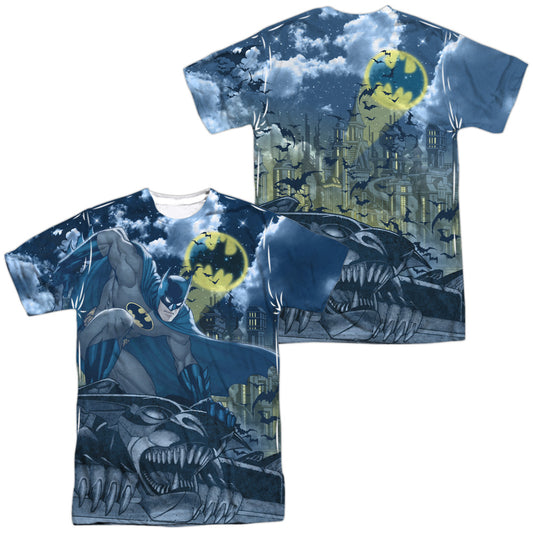 Batman - Gotham Gargoyle (Front/back Print) -  Short Sleeve Adult 100% Poly Crew - White T-shirt