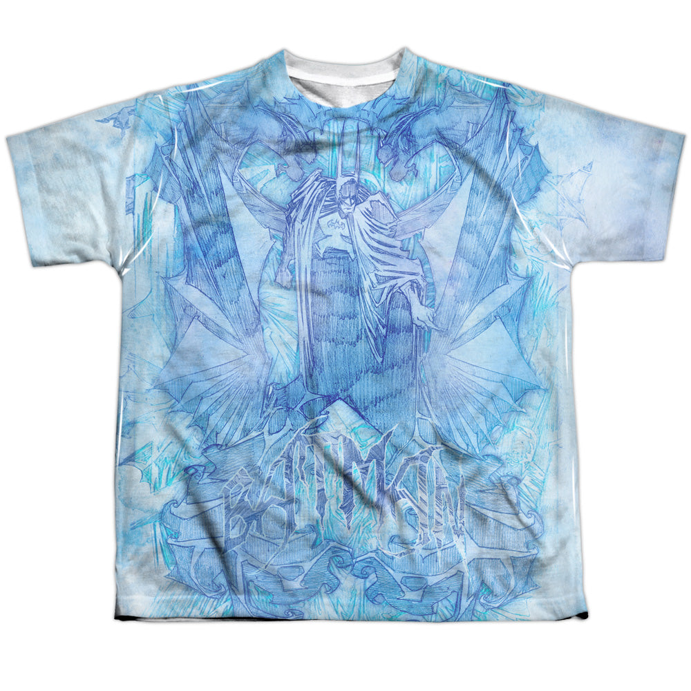 Batman - Brooding - Short Sleeve Youth Poly Crew - White T-shirt