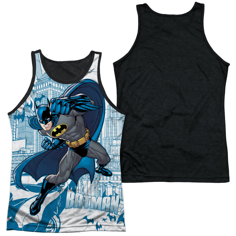 Batman - Skyline All Over - Adult Poly Tank Top Black Back - White
