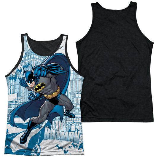 Batman - Skyline All Over - Adult Poly Tank Top Black Back - White