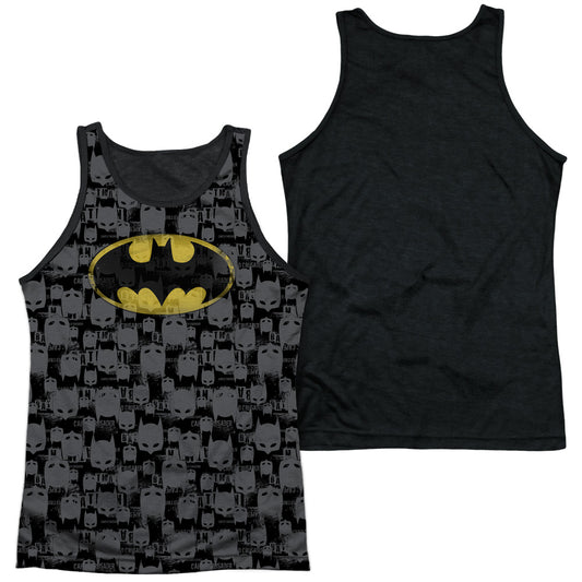 Batman - Caped Crusader Repeat - Adult Poly Tank Top Black Back - White