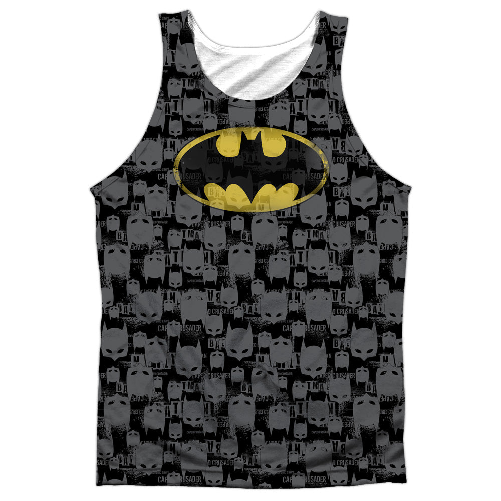 Batman - Caped Crusader Repeat - Adult 100% Poly Tank Top - White