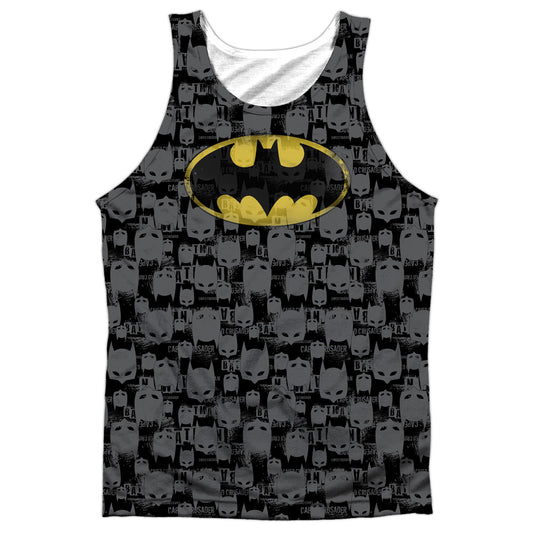 Batman - Caped Crusader Repeat - Adult 100% Poly Tank Top - White