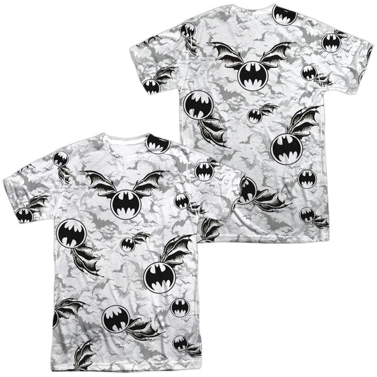 Batman - Bat Flight (Front/back Print) -  Short Sleeve Adult 100% Poly Crew - White T-shirt
