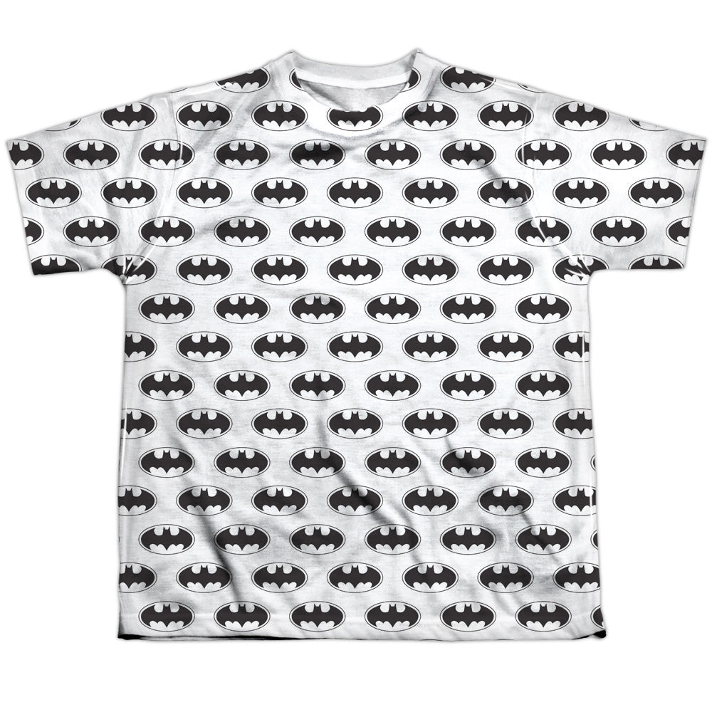 Batman - Bats All Over - Short Sleeve Youth Poly Crew - White T-shirt