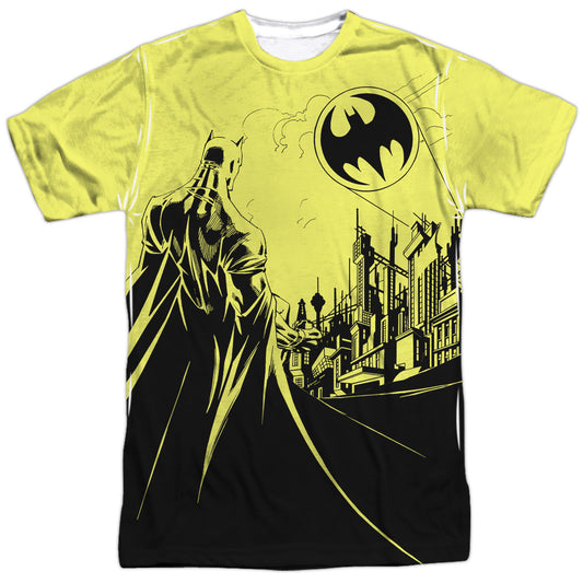 Batman - Bat Signal -  Short Sleeve Adult 100% Poly Crew - White T-shirt