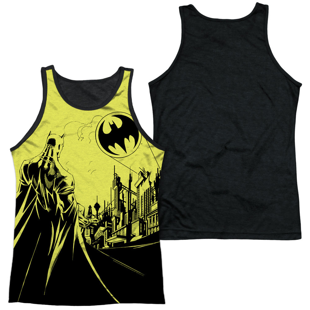 Batman - Bat Signal - Adult Poly Tank Top Black Back - White