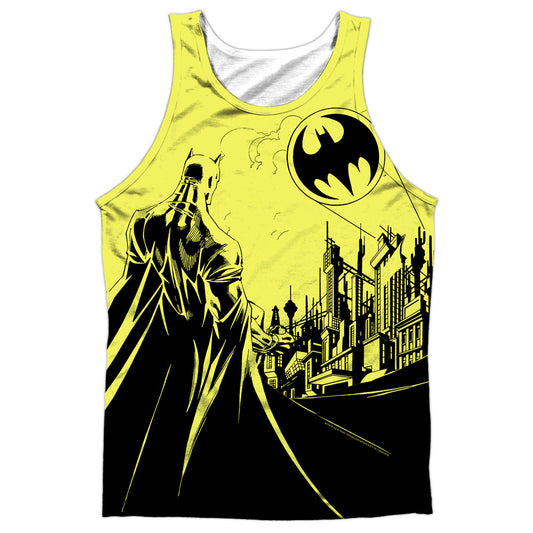Batman - Bat Signal - Adult 100% Poly Tank Top - White