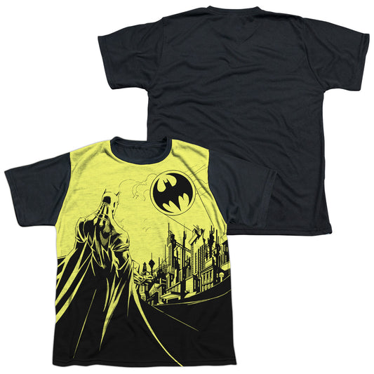 Batman - Bat Signal - Short Sleeve Youth White Front Black Back   - White T-shirt