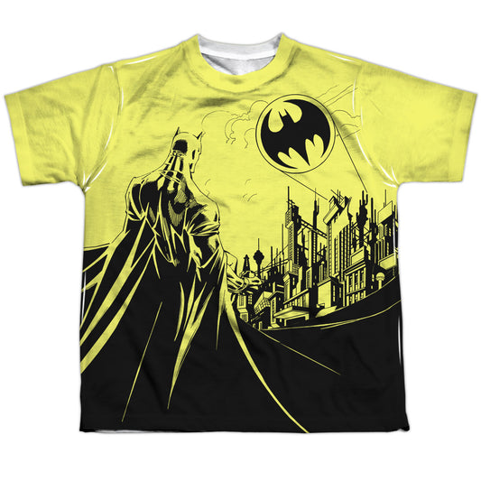 Batman - Bat Signal - Short Sleeve Youth Poly Crew - White T-shirt