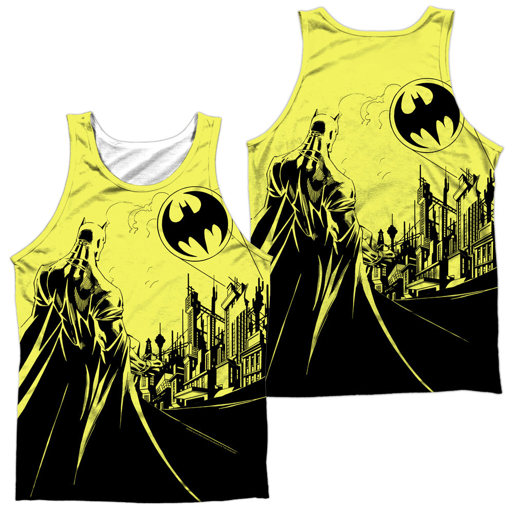 Batman - Bat Signal - Adult 100% Poly Tank Top - White