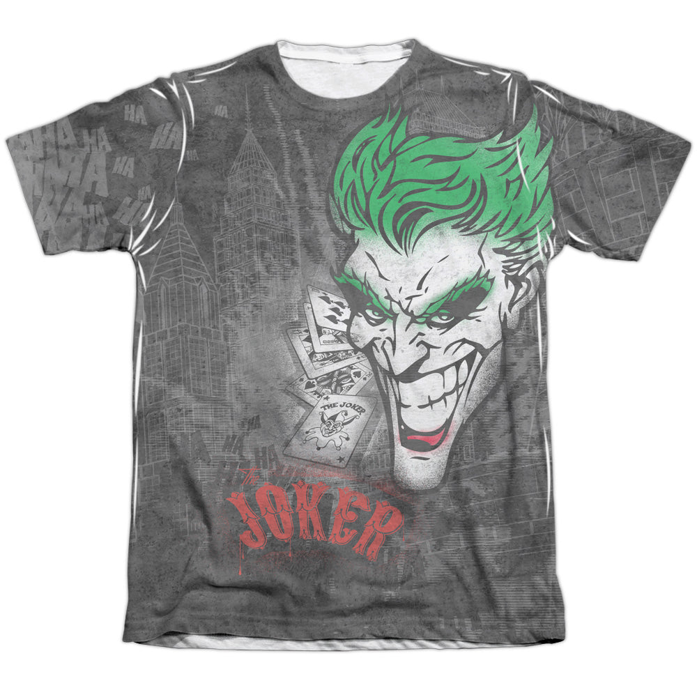 Batman - Joker Sprays The City - Adult 65/35 Poly/cotton Short Sleeve Tee - White T-shirt