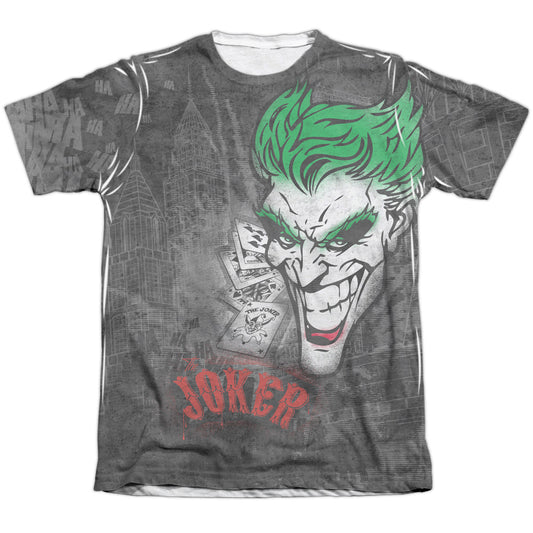 Batman - Joker Sprays The City - Adult 65/35 Poly/cotton Short Sleeve Tee - White T-shirt