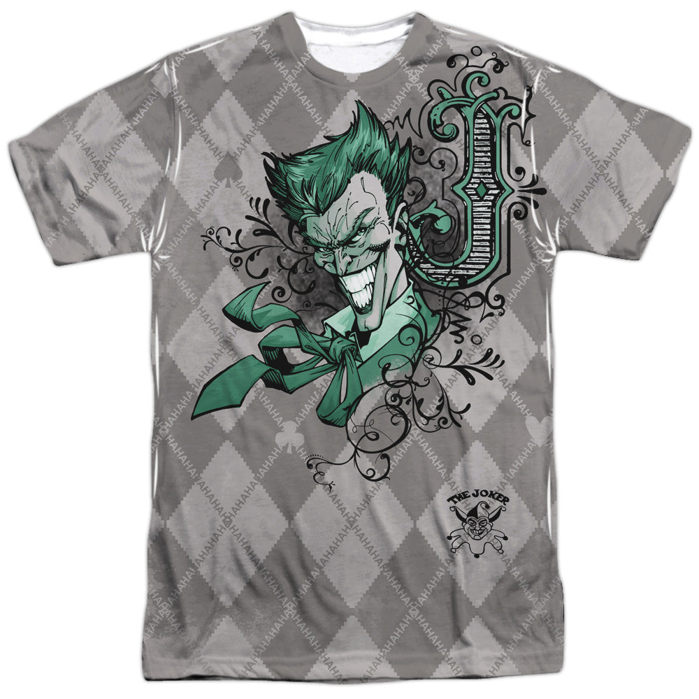 Batman - Jokergyle -  Short Sleeve Adult 100% Poly Crew - White T-shirt