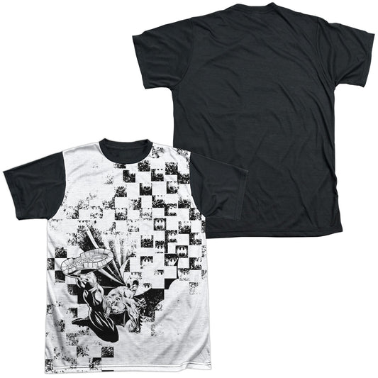 Batman - Checkerboard Kick - Short Sleeve Adult White Front Black Back   - White T-shirt