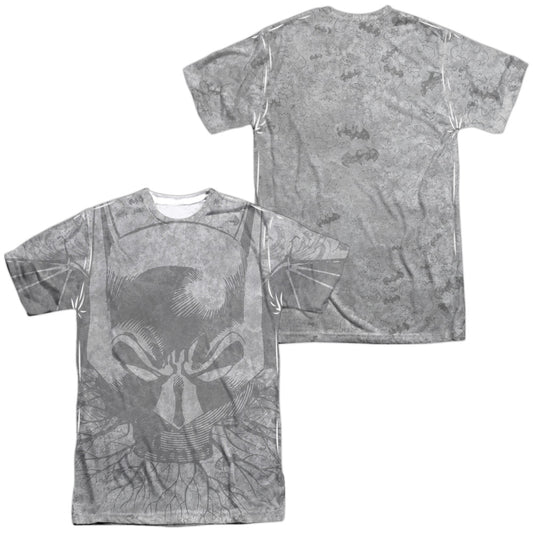 Batman - Rooted Bat Skull (Front/back Print) -  Short Sleeve Adult 100% Poly Crew - White T-shirt
