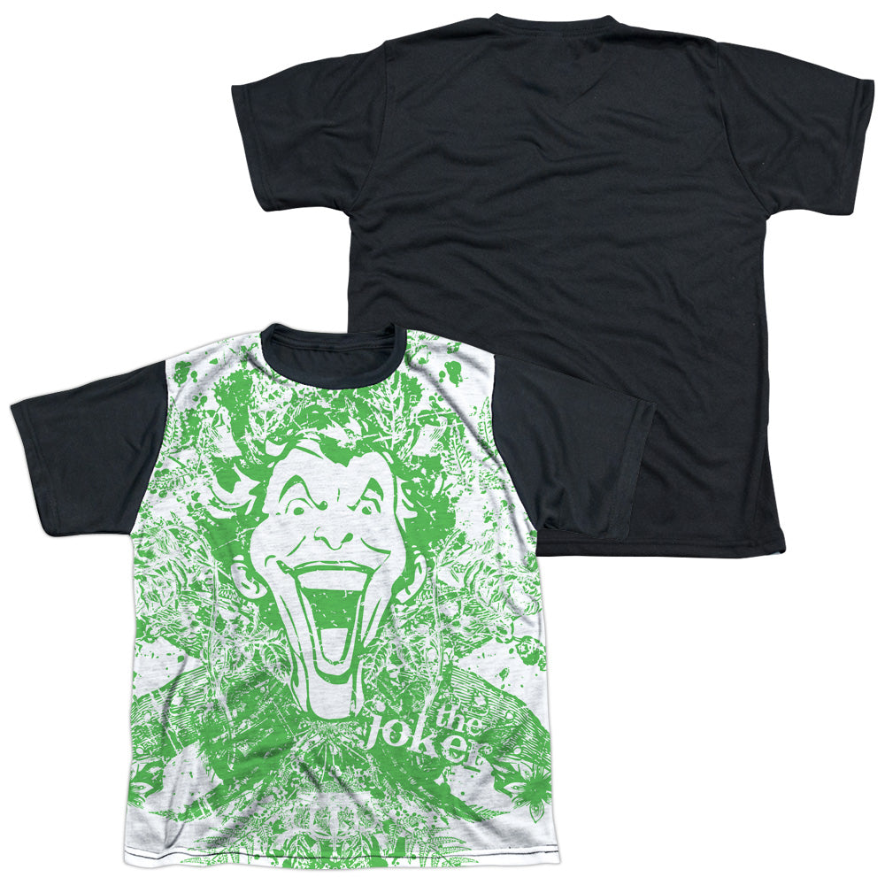 Batman - Joker In The Wild - Short Sleeve Youth White Front Black Back   - White T-shirt