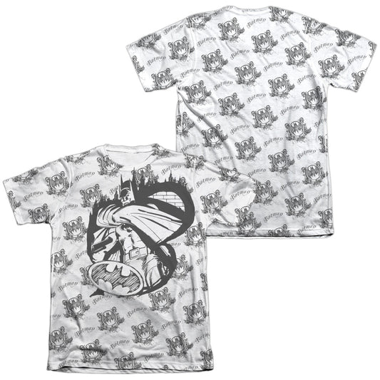 Batman - Against The Wall (Front/back Print) - Adult 65/35 Poly/cotton Short Sleeve Tee - White T-shirt