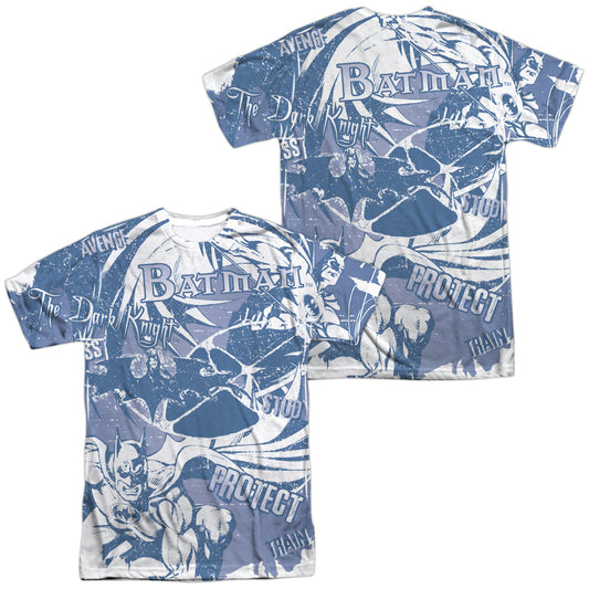 Batman - Dark Protector (Front/back Print) -  Short Sleeve Adult 100% Poly Crew - White T-shirt