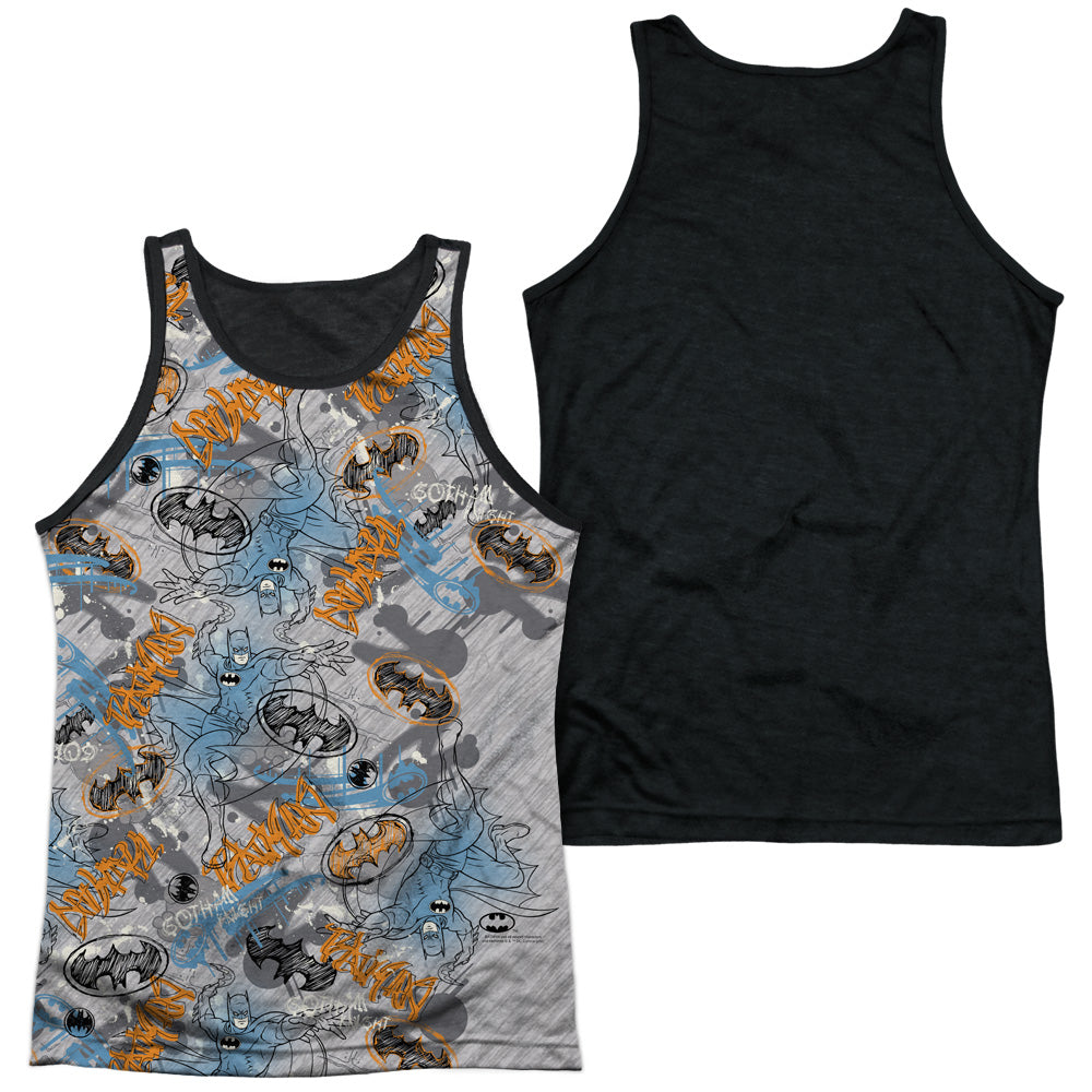Batman - Gotham Knight Sketchy - Adult Poly Tank Top Black Back - White