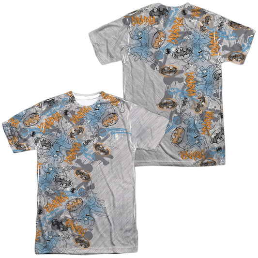 Batman - Gotham Knight Sketchy (Front/back Print) -  Short Sleeve Adult 100% Poly Crew- White T-shirt