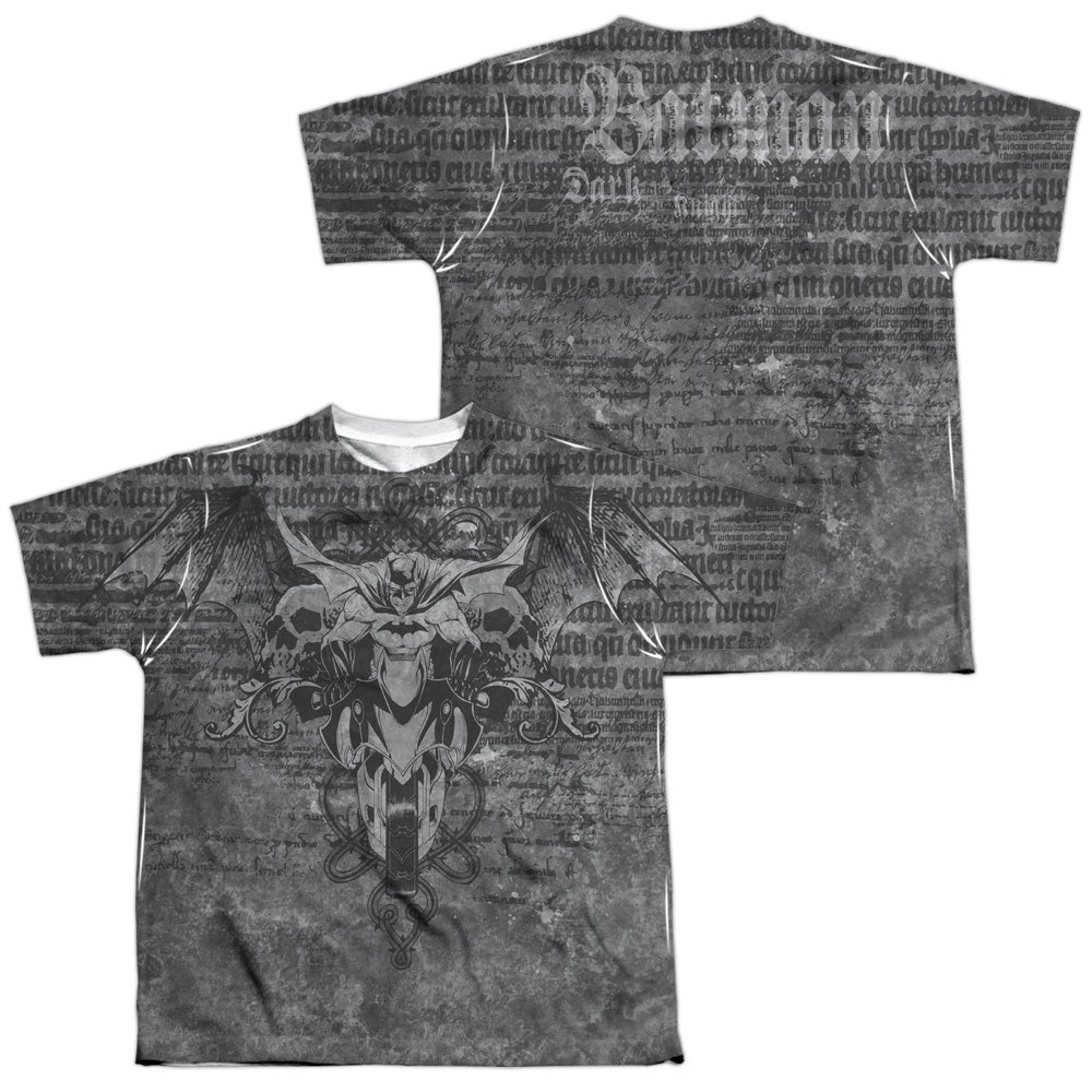 Batman - Ride Free (Front/back Print) - Short Sleeve Youth Poly Crew - White T-shirt