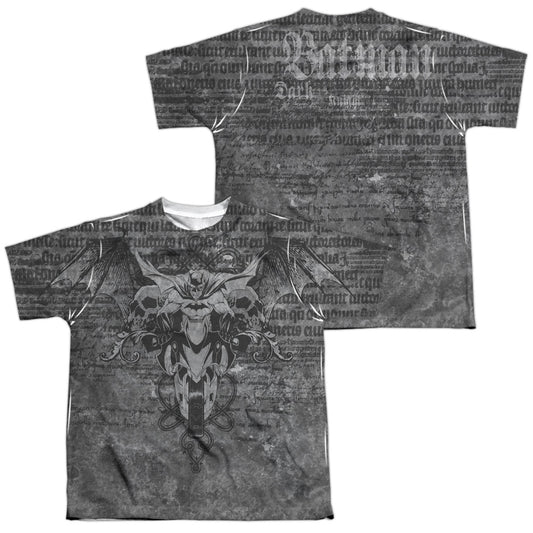 Batman - Ride Free (Front/back Print) - Short Sleeve Youth Poly Crew - White T-shirt