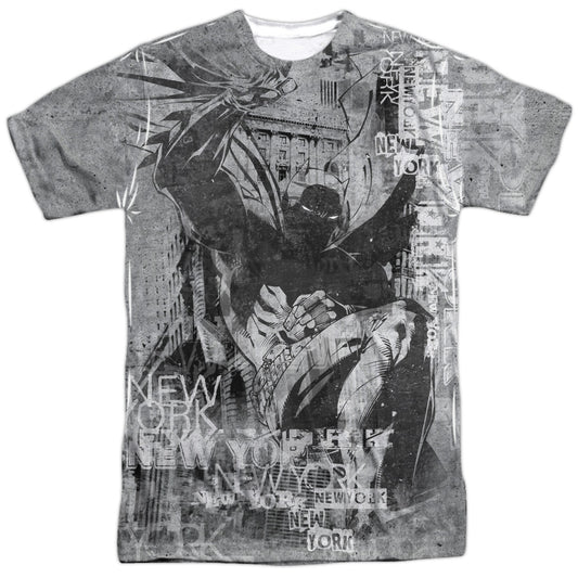 Batman - Knight Life -  Short Sleeve Adult 100% Poly Crew - White T-shirt