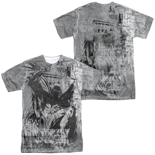 Batman - Knight Life (Front/back Print) -  Short Sleeve Adult 100% Poly Crew - White T-shirt