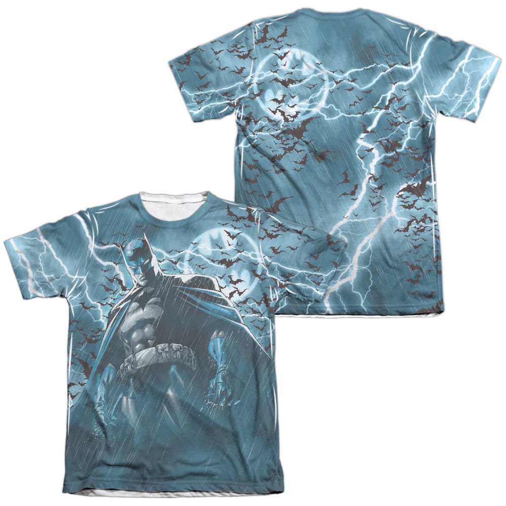 Batman - Stormy Kngiht (Front/back Print) - Adult 65/35 Poly/cotton Short Sleeve Tee - White T-shirt