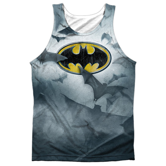 Batman - Bats Logo - Adult 100% Poly Tank Top - White